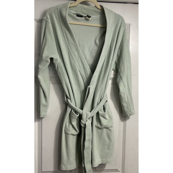 L.L‎ Bean Women's Bathrobes Sz Small OKJ35 Green Short Classic Country - Picture 1 of 8
